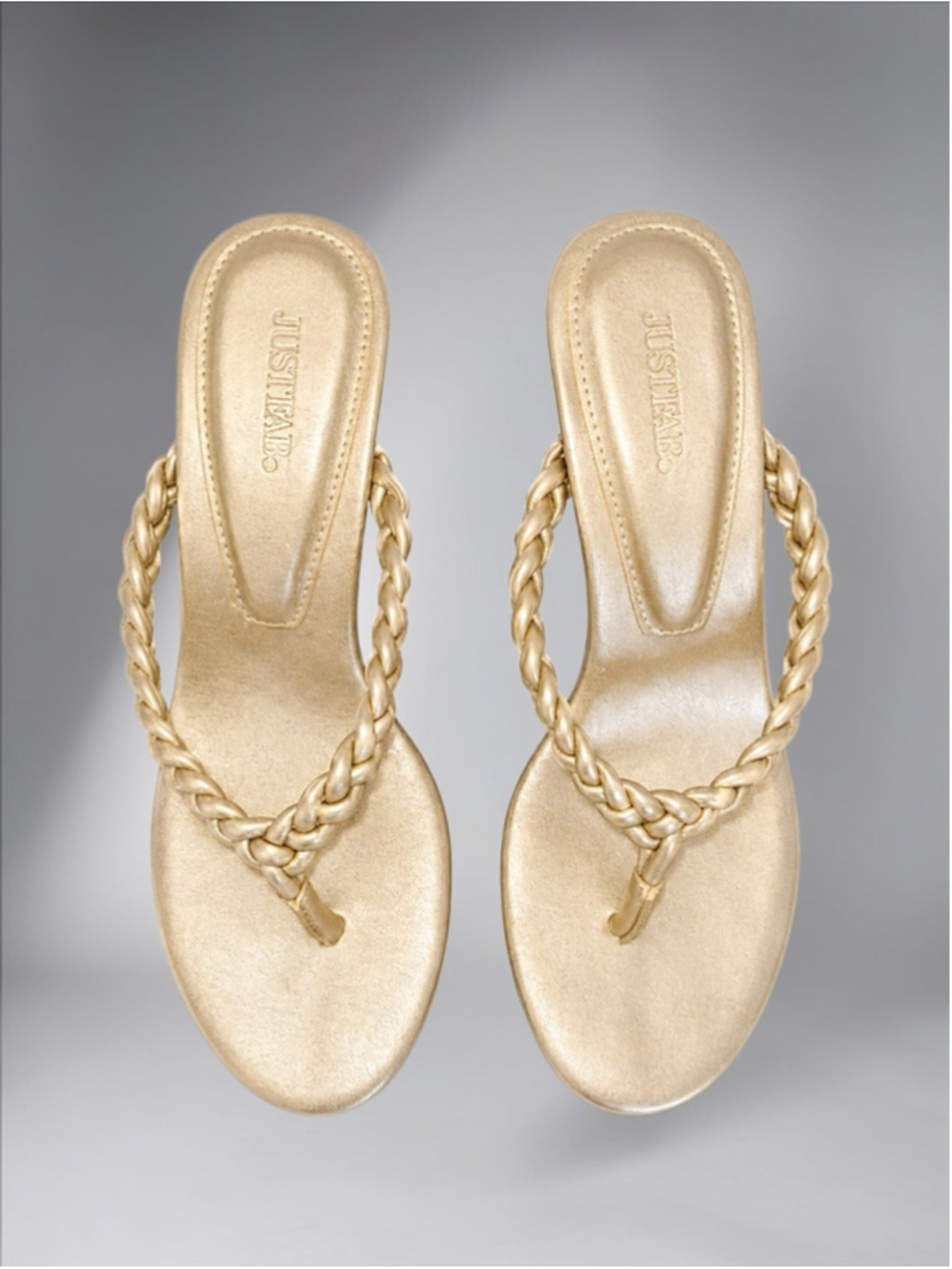 NEW JUSTFAB “Robynne” Braided Mule Sandal – Gold – Size 6.5 ``````````.